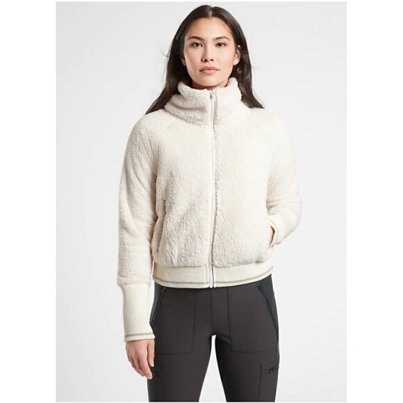 ATHLETA | Tugga Sherpa Cream Jacket Large NWT - Picture 1 of 13